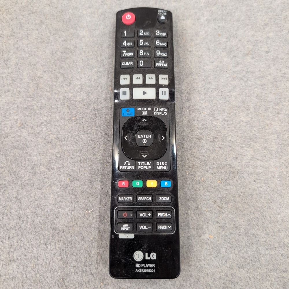 LG BD Player Remote Control AKB72975301 Black Replacement Blu-ray Controller